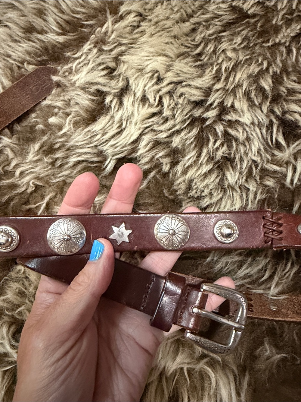 Vintage Western Brown Leather Belt Size M